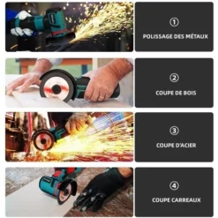 Meuleuse 12V Mini DIY 75mm Brushless 2 Battery 19500RPM Machine De Découpe -Promos Brico Forte Boutique 100030670 3