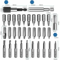 Damaged Screw Extractor Set, High Speed Steel 22PCS Broken Screw Extractor Kit All-Purpose Broken Bolt Screw Remover Tool With Magnetic Extension Bit Holder & Socket Adapter -Promos Brico Forte Boutique 100034960 2