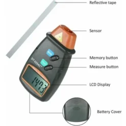Tachymètre Numérique, Compte-Tours Sans Contact, Tachymètre Numérique LCD, Plage Tachymétrique 2.5RPM-99.999RPM, Avec 3 Bandes Réfléchissantes Et Sac En Tissu Bleu -Promos Brico Forte Boutique 100338855 4