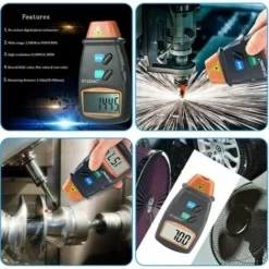 Tachymètre Numérique, Compte-Tours Sans Contact, Tachymètre Numérique LCD, Plage Tachymétrique 2.5RPM-99.999RPM, Avec 3 Bandes Réfléchissantes Et Sac En Tissu Bleu -Promos Brico Forte Boutique 100338855 5