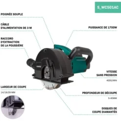 Fraiseuse Murale 150mm 1700W. 4 Disques Diamants Inclus -Promos Brico Forte Boutique 15717809 5