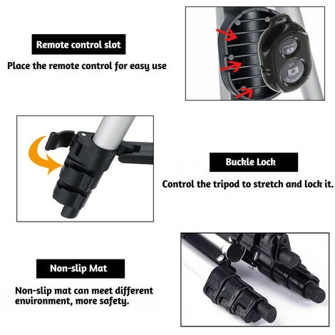 Trépied Longue Standard Télécommande Bluetooth Support De Caméra Téléphone 20 X 34cm 5 Trépied Longue Standard Télécommande Bluetooth Support De Caméra Téléphone 20 X 34cm – Image 5