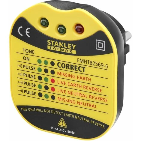 Testeur Pour Prise Mural - 230 V - Cat II - FATMAX - STANLEY, FMHT82569-6 1 Testeur Pour Prise Mural - 230 V - Cat II - FATMAX - STANLEY, FMHT82569-6