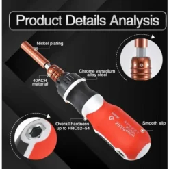 Embout De Tournevis à Cliquet Réglable Télescopique à Double Usage Avec Porte-embout Et Poignée De Tournevis Réglable Pour Tournevis Magnétiques De 3,5 à 9,4 Cm -Promos Brico Forte Boutique 27114817 4