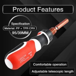 Embout De Tournevis à Cliquet Réglable Télescopique à Double Usage Avec Porte-embout Et Poignée De Tournevis Réglable Pour Tournevis Magnétiques De 3,5 à 9,4 Cm -Promos Brico Forte Boutique 27114817 5