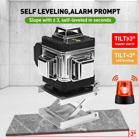 Niveau Laser 4D 360 ° 16 Lignes Automatique Croix Rotatifs Télécommande Niveau + Base Rotative + Alimentation + Mallette De Transport + Support Mural 3 Niveau Laser 4D 360 ° 16 Lignes Automatique Croix Rotatifs Télécommande Niveau + Base Rotative + Alimentation + Mallette De Transport + Support Mural – Image 3