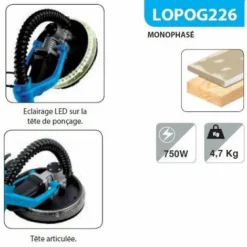 Leman - Ponceuse Mur Et Plafond Téléscopique ø225 Mm 750W - LOPOG226 -Promos Brico Forte Boutique 3655871 5