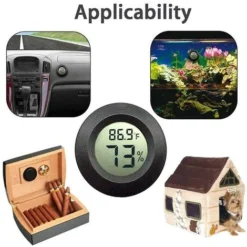 Mini Hygromètre Thermomètre Moniteur LCD Numérique Jauge D'Humidité Intérieure Extérieure Pour Humidificateurs Déshumidificateurs Serre Sous-Sol Salle De Bébé Fahrenheit Ou Celsius，Black-2pcs -Promos Brico Forte Boutique 37311778 3