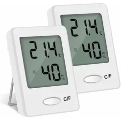 2PCS Thermomètre Hygromètre Interieur Numérique Température Humidité De Haute Précision Portable (blanc)
