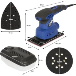 Ponceuse Excentrique Delta Vibrante 220W 12000 Tr/min Avec 6 Feuilles Abrasives -Promos Brico Forte Boutique 39896570 5