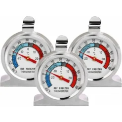 TRIOM 3 PCS Thermomètre Réfrigérateur Grand Cadran En Acier Inoxydable De Température Pour Congélateur Refroidisseur Avec Crochet Suspension Et Support (3PCS)