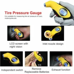 Compteur De Jauge De Pression Starlight Des Pneus LCD Numérique électronique De Voiture 0-100 PSI Rétro-éclairage Manomètre De Pneu Baromètres Outil De Testeur，1 Pcs -Promos Brico Forte Boutique 43370672 3