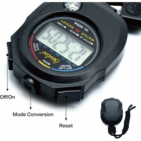 Stoppuhr, Betterlife Digital LCD, Tragbar, Stoppuhr, Alarm, 1 Stück, Schwarz 2 Stoppuhr, Betterlife Digital LCD, Tragbar, Stoppuhr, Alarm, 1 Stück, Schwarz – Image 2