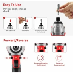 Brushless Visseuse à Chocs Sans Fil 20V TEENO,1X2.0Ah Batteries, 6.35mm Mandrin,Boîte Avc 19pcs Accessoires(Une Batterie) -Promos Brico Forte Boutique 44260275 4