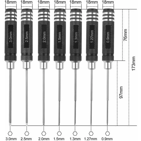 Tournevis Hexagonal, 7 Pièces Versailles Kit D'outils De Tournevis RC (0,9 Mm 1,27 Mm 1,3 Mm 1,5 Mm 2,0 Mm 2,5 Mm 3,0 Mm) Pour Hélicoptère Modèle RC 2 Tournevis Hexagonal, 7 Pièces Versailles Kit D'outils De Tournevis RC (0,9 Mm 1,27 Mm 1,3 Mm 1,5 Mm 2,0 Mm 2,5 Mm 3,0 Mm) Pour Hélicoptère Modèle RC – Image 2