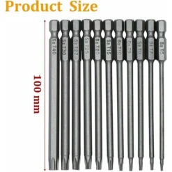 11 Pièces 100mm S2 1/4Pouce Torx Tournevis Bits à Tige Hexagonale De Précision Foret Tournevis Magnétique De Sécurité T6-T40 Tournevis à Tête Longue Torx -Versailles -Promos Brico Forte Boutique 45342202 3