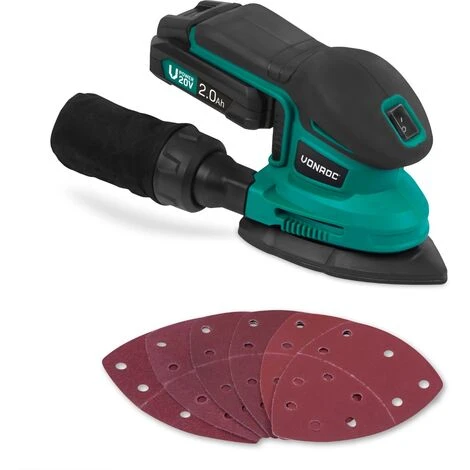 Ponceuse Delta Multifonction Sans Fil 20V – 6 Feuilles Abrasives, Batterie 2.0Ah Et Chargeur Inclus 1 Ponceuse Delta Multifonction Sans Fil 20V – 6 Feuilles Abrasives, Batterie 2.0Ah Et Chargeur Inclus