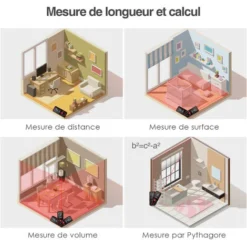 Koticidsin Télémètre Laser,50m Metre Laser,Ecart 2mm,50 Données, Mesure De La Distance, Surface Et Du Volume, Pythagore,Fonction Mue -Promos Brico Forte Boutique 46733511 3
