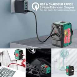 Niveau Laser, HYCHIKA 30M Autonivelant Niveau Laser Vert Pour L'extérieur, Deux Modules, Ligne Croix/Horizontale/Verticale, USB Rechargeable, Support Magnétique -Promos Brico Forte Boutique 51321595 4