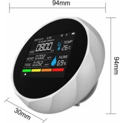 Détecteur De Qualité De L'air Portable Mesure De CO2 Mesure De Température Numérique Testeur D'humidité Détecteur De Dioxyde De Carbone TVOC Formaldeide HCHO (Black-2) -Promos Brico Forte Boutique 52501747 5