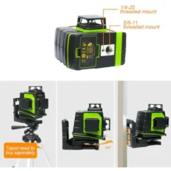 Huepar GF360G - 3 Lignes Vertes De 360 Degrés - Ligne Transversale à Nivellement Automatique, Base Magnétique De 360° -Promos Brico Forte Boutique 53998779 3