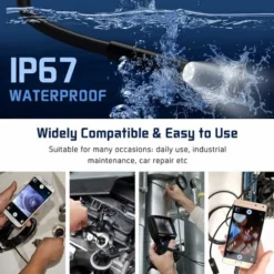 Caméra Endoscope 1080P HD 2 Mégapixels WiFi, Caméras D'Inspection Industriel, IP67 Étanche + 4 Luminosité Réglable + Câble Semi-Rigide, Compatible IOS / Android Smartphone Tablette (5m) -Promos Brico Forte Boutique 54943812 4