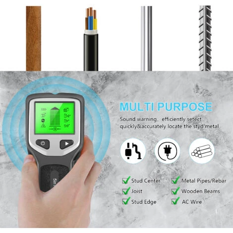 Detecteur De Goujons 5 En 1 Avec Puce De Microprocesseur Intelligent Et Ecran LCD HD, Detecteurs De Faisceaux De Capteurs De Goujons Pour Le Centre Et Le Bord Du Bois AC Wire Metal Studs Joist Pipe Ar 3 Detecteur De Goujons 5 En 1 Avec Puce De Microprocesseur Intelligent Et Ecran LCD HD, Detecteurs De Faisceaux De Capteurs De Goujons Pour Le Centre Et Le Bord Du Bois AC Wire Metal Studs Joist Pipe Ar – Image 3