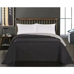 Couvre-lit Matelassé Paul Noir + Acier 170X210