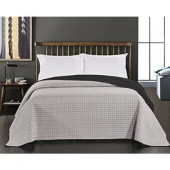 Couvre-lit Matelassé Paul Noir + Acier 170X210 -Promos Brico Forte Boutique 55949493 4