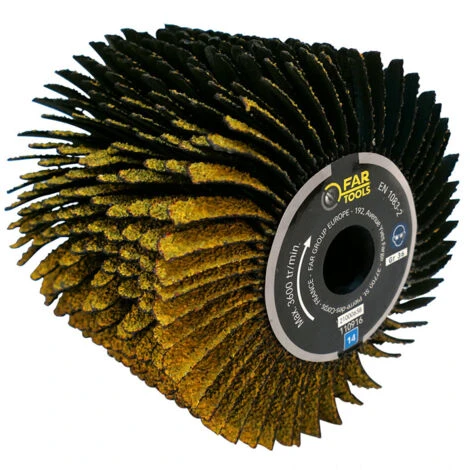 Brosse à Lanières Abrasives Pour Poncer Des Surfaces Incurvées Ø120x100 Mm GR36 FARTOOLS 1 Brosse à Lanières Abrasives Pour Poncer Des Surfaces Incurvées Ø120x100 Mm GR36 FARTOOLS