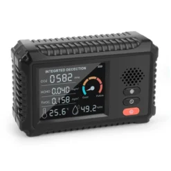 Détecteur De Qualité De L'air Portable Mesure De CO2 Mesure De Température Numérique Testeur D'humidité Détecteur De Dioxyde De Carbone TVOC Formaldeide HCHO, Noir, Une Pièce, Lilaris