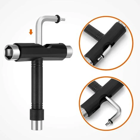 2PCS Skate Outil Multi-Fonction Portable Planche à Roulettes T Accessoires Outils Avec T Type D'intérieur à Six Pans Spanner Et L Tournevis Cruciforme Clé Noir Et Blanc 3 2PCS Skate Outil Multi-Fonction Portable Planche à Roulettes T Accessoires Outils Avec T Type D'intérieur à Six Pans Spanner Et L Tournevis Cruciforme Clé Noir Et Blanc – Image 3