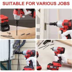 Brushless Clé à Chocs Sans Fil 320Nm, Perceuse A Percussion,TEENO Pack 2 Outils, 2 Batterie 3.0Ah,1 Chargeur, 29 Accessoires, 2 Vitesses, Avec Boite En Plastique -Promos Brico Forte Boutique 60163062 5