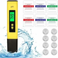 RHAFAYRE PH Testeur Electronique, Testeur De Qualité De L'eau Digital LCD,Fonction D'étalonnage Automatique Et 0.00-14.00 Portable PH Mètre Numérique Portable PH Mètre Numérique