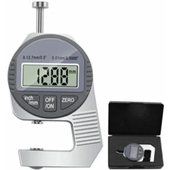 Jauge D'épaisseur Numérique Outils De Mesure D'épaisseur En Pouces/métriques 0-0,5 Pouces/0-12,7 Mm Mini-mètre D'épaisseur De Micromètre Numérique Avec étui De Protection,Gris
