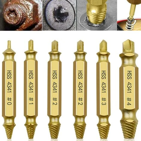 Tournevis Cassés Et Forets, Outil De Retrait De Tournevis Endommagé Et Dénudé, Facile à Enlever Et à Dénuder, Vis Dénudées Et Cassées(or 6pcs)LO-Ron 1 Tournevis Cassés Et Forets, Outil De Retrait De Tournevis Endommagé Et Dénudé, Facile à Enlever Et à Dénuder, Vis Dénudées Et Cassées(or 6pcs)LO-Ron