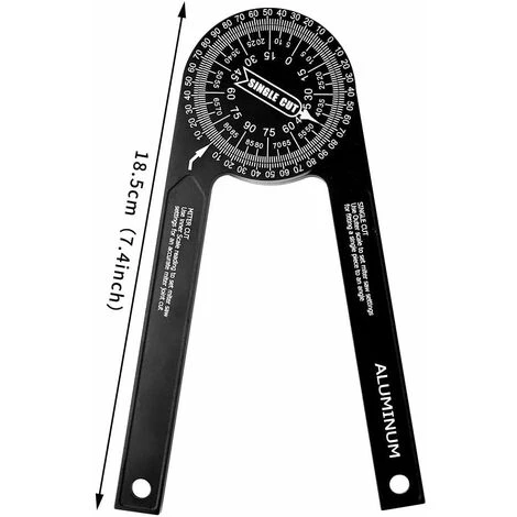 Rapporteur De Mesure D'Angle En Alliage D'aluminium Haute Précision Rapporteur Pour Scie à Onglets Règle De Mesure 18.5X6.4X1cm (Noir),Lilaris 2 Rapporteur De Mesure D'Angle En Alliage D'aluminium Haute Précision Rapporteur Pour Scie à Onglets Règle De Mesure 18.5X6.4X1cm (Noir),Lilaris – Image 2