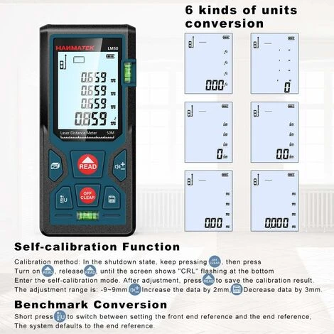 Télémètre Laser Numérique, LM50 50 M Lasermètre Numérique, Théorème De Longueur/surface/volume/théorème De Pythagore Avec Rétroéclairage LCD, IP54(50m) 3 Télémètre Laser Numérique, LM50 50 M Lasermètre Numérique, Théorème De Longueur/surface/volume/théorème De Pythagore Avec Rétroéclairage LCD, IP54(50m) – Image 3