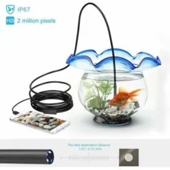 Endoscope USB 3 En 1 Endoscope 5.5mm Ultra Mince Et étanche Caméra Snake D'inspection Micro USB Et Type C Pour OTG Android, PC, Ordinateurs Portables Windows Mac Avec 5M Cordon Semi-rigide De 16,4FT A -Promos Brico Forte Boutique 67207297 4