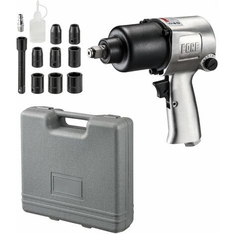 FORE Clé à Chocs Pneumatique 680nm 1/2" 7500r.p.m Poignee Antidérapante Argent 1 FORE Clé à Chocs Pneumatique 680nm 1/2" 7500r.p.m Poignee Antidérapante Argent