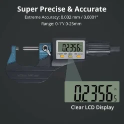 0-25mm LCD Micromètre Electronique Numérique Micromètre Digital Palmer D'Extérieur Standard Métrique/Pouce 0.001 Mm Résolution 0.002 MmPrécision Arrêt Automatique ABS + Acier Inoxydable -Promos Brico Forte Boutique 68899390 5