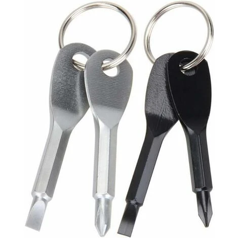 Déstockage 2 Pièces Poche Tournevis Porte Clef Portable Outil De Tournevis Extérieur Inoxydable Porte-clés De Tournevis Mini Outil De Survie Porte Clés Outil, Phillips Et Plat, Noir Et Argent 1 Déstockage 2 Pièces Poche Tournevis Porte Clef Portable Outil De Tournevis Extérieur Inoxydable Porte-clés De Tournevis Mini Outil De Survie Porte Clés Outil, Phillips Et Plat, Noir Et Argent