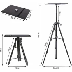 Trépied Pour Projecteur En Aluminium Pied Support Videoprojecteur Hauteur Réglable De 44-115cm Avec Plateau Et Sac De Transportpour Studio Scène Réunion -Promos Brico Forte Boutique 69534134 4