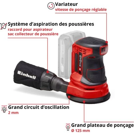 Einhell Ponceuse Excentrique TE-RS 18 Li - Solo (sans Batterie Ni Chargeur) 2 Einhell Ponceuse Excentrique TE-RS 18 Li - Solo (sans Batterie Ni Chargeur) – Image 2