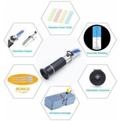 Réfractomètre D'alcool Pour La Mesure Du Pourcentage De Volume D'alcool Spiritueux Avec Compensation Automatique De La Température (ATC), Plage 0-80 % V/v.Réfractomètre D'alcool Pour Le Pourcentage De -Promos Brico Forte Boutique 70392988 5