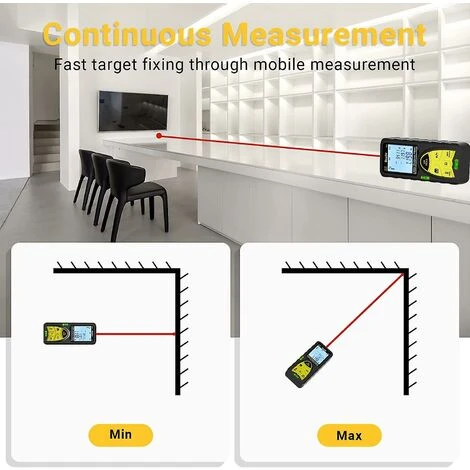 1 Jue Mesure Laser 50 M, Télémètre Laser 165 Pieds, Outil De Mesure Numérique à Poignée Portable Avec Niveaux à Bulle, Grand écran LCD Rétroéclairé Et étanche Ip54 4 1 Jue Mesure Laser 50 M, Télémètre Laser 165 Pieds, Outil De Mesure Numérique à Poignée Portable Avec Niveaux à Bulle, Grand écran LCD Rétroéclairé Et étanche Ip54 – Image 4