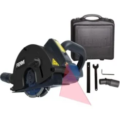 FERM WSM1009 Rainureuse 1700W 125mm - Laser - Incl. 2 Lames Diamant Et Adaptateur D'aspirateur