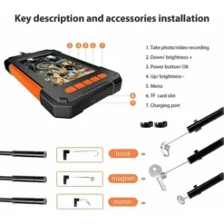 Camera Endoscopique, Camera D'Inspection Canalisation, 1080P HD Endoscope Industriel Étanche 4,3 Pouces LCD Écran 2600mAh Snake Caméra, 5m IP67 Avec 8 LED -Promos Brico Forte Boutique 75404011 5