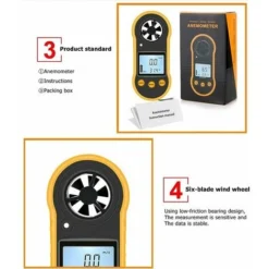 SEENLIN Compteur De Vitesse Du Vent Numérique, RZ818 Anémomètre Portatif Compteur De Vitesse Du Vent Thermomètre Détecteur De Vent Jauge De Débit D'air Pour Mesurer La Vitesse De Température -Promos Brico Forte Boutique 75458636 3