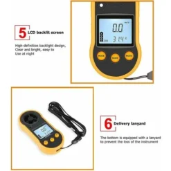 SEENLIN Compteur De Vitesse Du Vent Numérique, RZ818 Anémomètre Portatif Compteur De Vitesse Du Vent Thermomètre Détecteur De Vent Jauge De Débit D'air Pour Mesurer La Vitesse De Température -Promos Brico Forte Boutique 75458636 4
